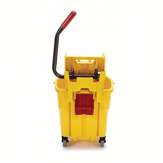 Rubbermaid FG758088YEL Mop Bucket and Wringer Side Press, 8 3/4 gal Capacity, Plastic, Oval