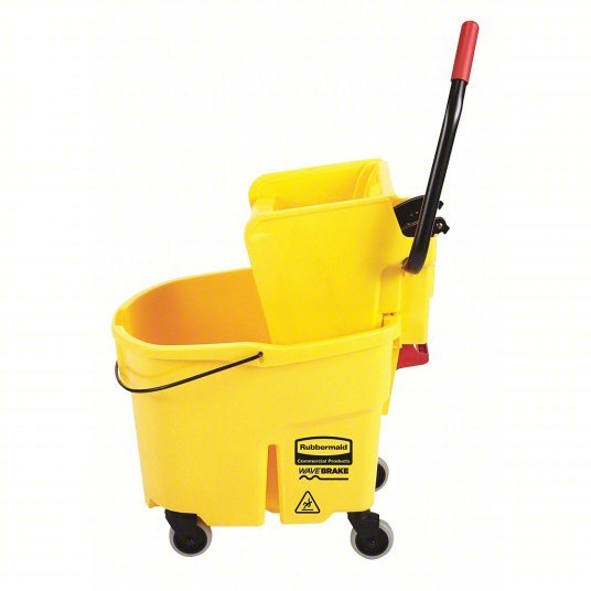Rubbermaid FG758088YEL Mop Bucket and Wringer Side Press, 8 3/4 gal Capacity, Plastic, Oval