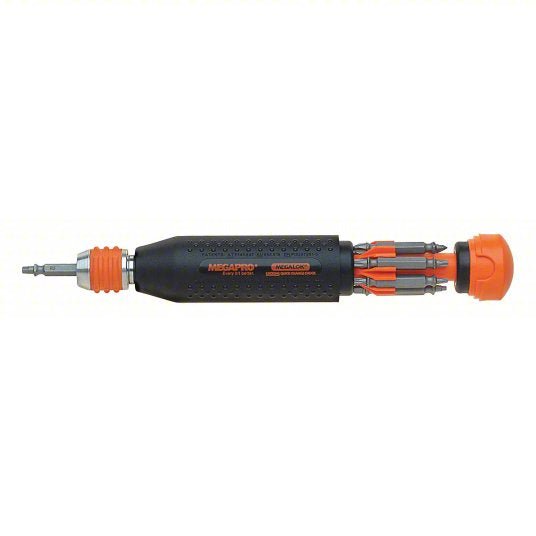 Megapro 181ML-B Multi-Bit Screwdriver #0/#1/#2/#3/#4/#6/T10/T15/T20/T25 Tip Size, 12 Tips, Locking