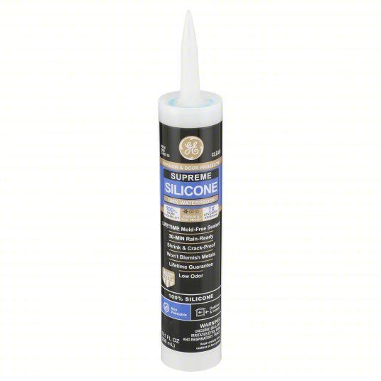 GE 2814816 Supreme Silicone, Clear, 10 oz, Cartridge, 301% to 500% Elongation Range