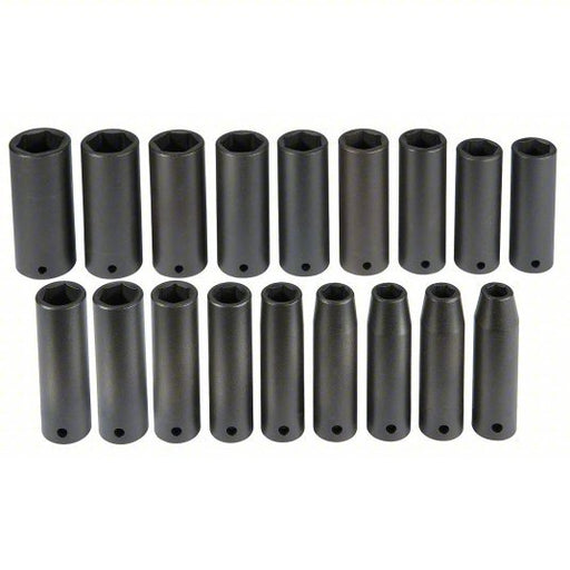 Proto J72149M Impact Socket Set 1/2 in Drive Size, 18 Pieces, 10 to 27 mm Socket Size Range, (18) 6-Point