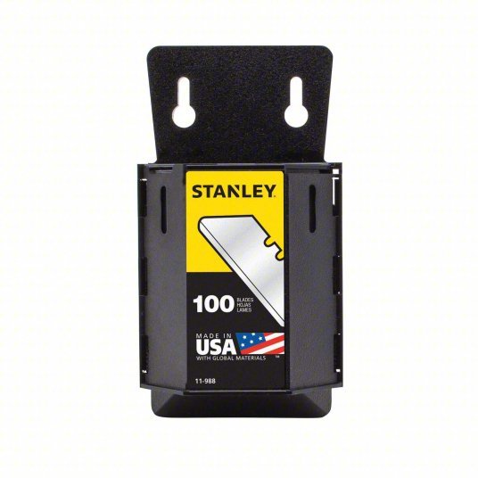 Stanley 11-988 Safety Blade 2 7/32 in Blade Lg, 3/4 in Blade Wd, 0.03125 in Blade Thick, Steel, 100 PK