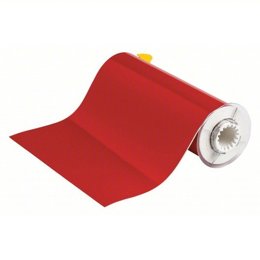 Brady 13610 Continuous Label Roll 10 in x 50 ft, Vinyl, Red, Outdoor