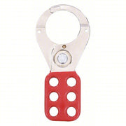 Master Lock 421 Lockout Hasp Std Hasp, 1.5 in Opening Size, Red, 6 Padlocks