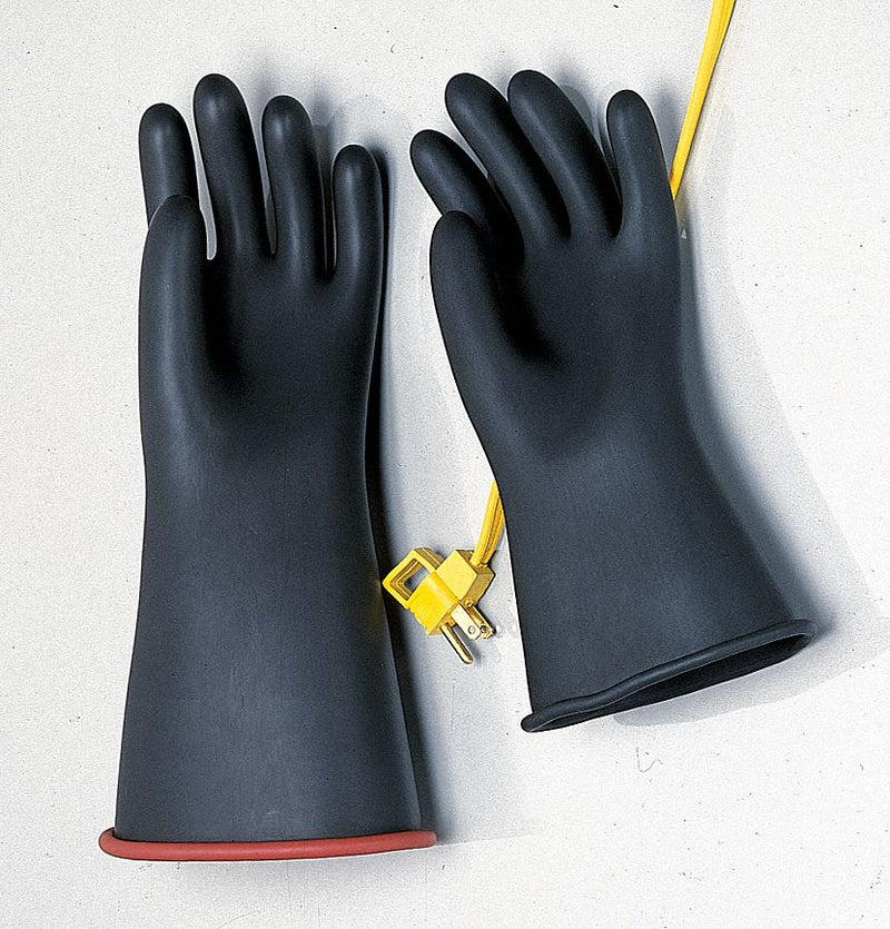 Salisbury E114RB/10 Electrical-Insulating Gloves, 7,500V AC, 11,250V DC, 14 in Lg, Black/Red, Size 10, Class 1, 1 PR