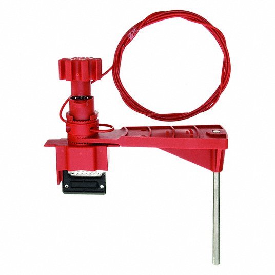 Brady 51392 Universal Valve Lockout 7.05 in Blocking Arm Ht, 8 ft Cable Lg, Steel