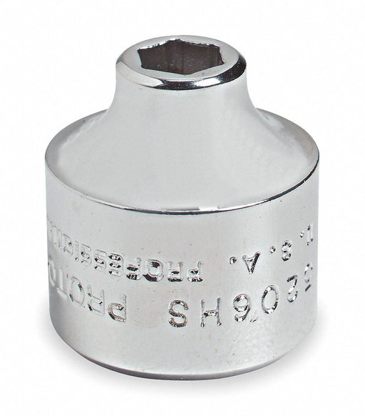 Proto J5214HS Socket, SAE, 3/8 in Drive, 7/16 in, 6-Point, Short, Chrome