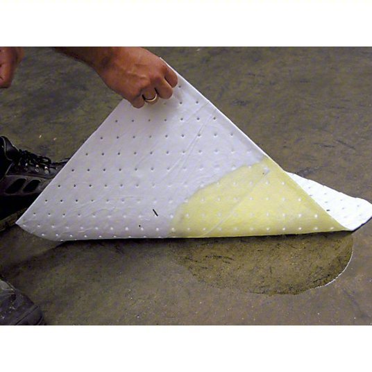 Brady SPC BPO200 Sorbents, 34 gal/pk, 21 oz/pad, Oil Absorbed, White, Polypropylene, 200 PK
