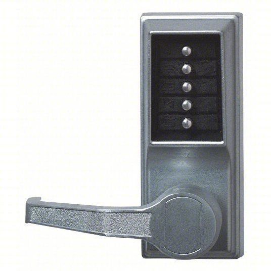 Kaba LL-1011-26D-41 Mechanical Push Button Lockset Lever, Entry, Left, Satin Chrome, 1-3/8 in to 2-1/4 in