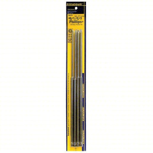 Isomax 88479 Phillips Bit Set, 4 No. of Pieces, 1/4 in Hex Shank Size, Steel