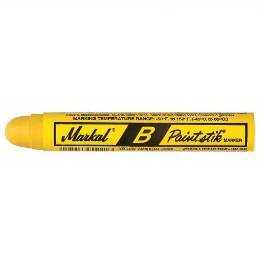 Markal 80221 Paint Crayon Rough Surfaces, 17 mm Tip Wd, Yellow, Wood Holder, 12 PK