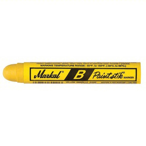 Markal 80221 Paint Crayon Rough Surfaces, 17 mm Tip Wd, Yellow, Wood Holder, 12 PK