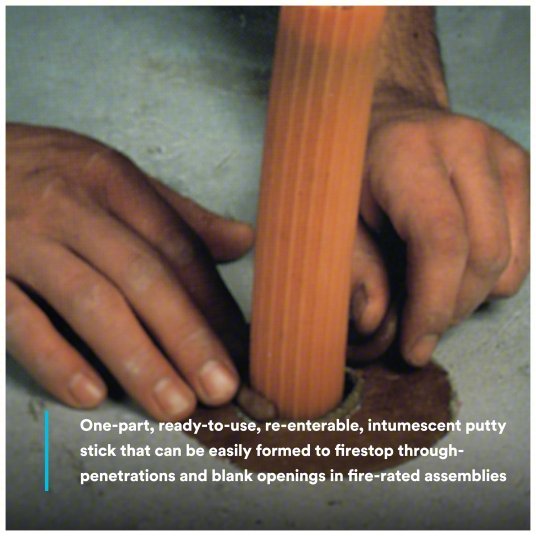 3M MP+1.4X11 Fire Barrier Putty, Red, Intumescent, 0.82 lb Bar Container Size & Type