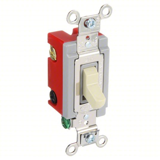 Hubbell HBL1224I Wall Switch Toggle Switch, 4-Way, Ivory, 20 A, Screw Terminals