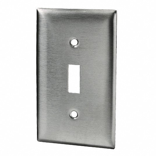 Hubbell SS1 Toggle Switch Wall Plates, Number of Gangs: 1 Stainless Steel, Brushed Finish, Silver