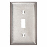 Hubbell SS1 Toggle Switch Wall Plates, Number of Gangs: 1 Stainless Steel, Brushed Finish, Silver