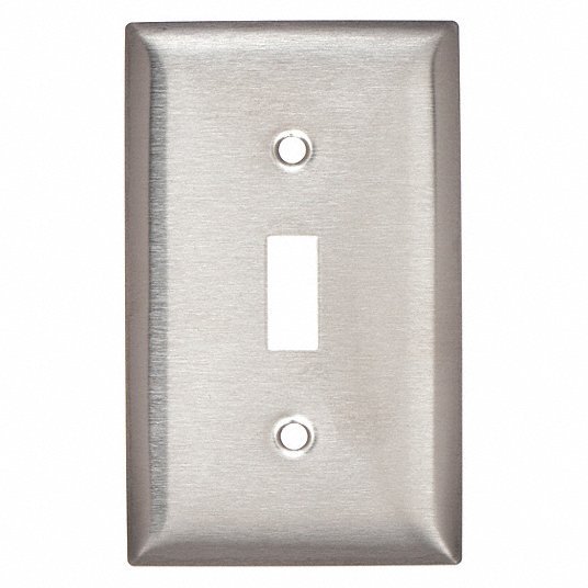 Hubbell SS1 Toggle Switch Wall Plates, Number of Gangs: 1 Stainless Steel, Brushed Finish, Silver
