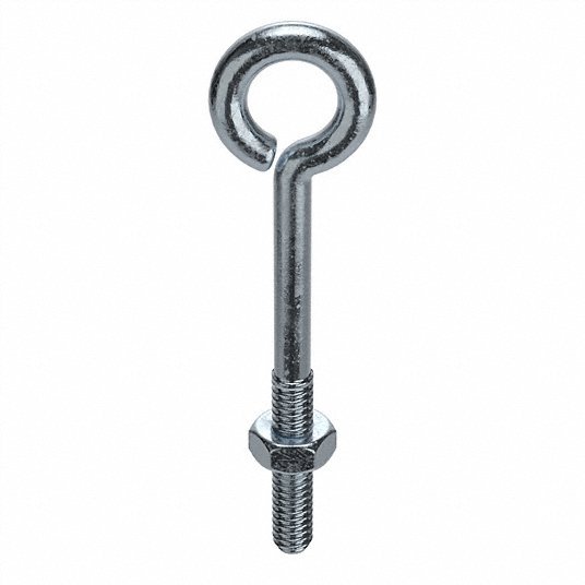 Redwood U17420.050.0400 Routing Eye Bolt Without Shoulder, 1/2"-13, 4 in Shank, 1 in ID, Steel, Zinc Plated