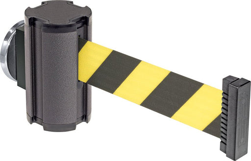 McMaster 60145T383 Magnetic Retractable Belt Barrier 15 ft Pattern, Black/Yellow