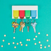 Lucky Line 60540 Key Tag Rack, 1/2 in Ht, 5 in Wd, Blue/Green/Red and Yellow