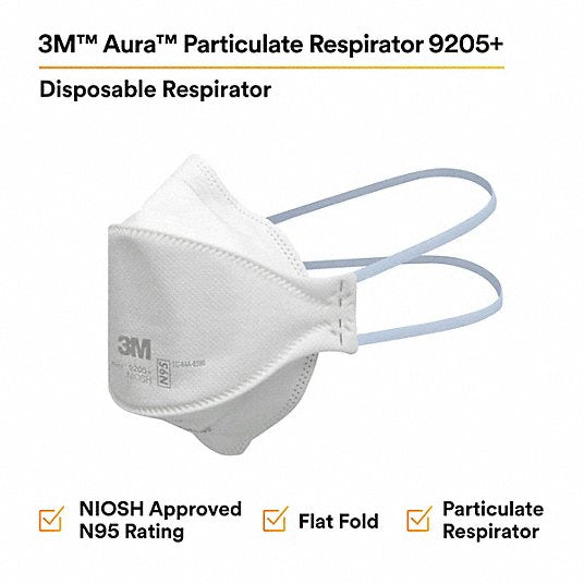 3M 9205+ Disposable Respirator, Universal, N95, PK 240