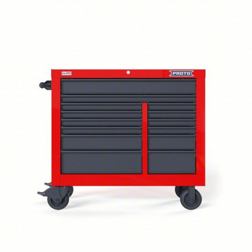 Proto JSTV4239RD14RG Rolling Tool Cabinet Red / Gray Drawer, 42 in W x 22 3/8 in D x 38 1/2 in H, 14 Drawers