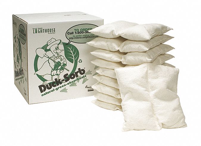 Ability One 4235-01-456-8575 Sorbent Pillow, 18 in x 18 in, 14 gal Volume Absorbed Per Pillow/Blanket, Box, 10 PK