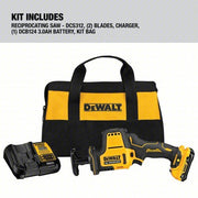 DeWalt DCS312G1 Reciprocating Saw 5/8 in Stroke Lg, 2,800 Max. Strokes per Minute, Straight, Brushless Motor, 12 V