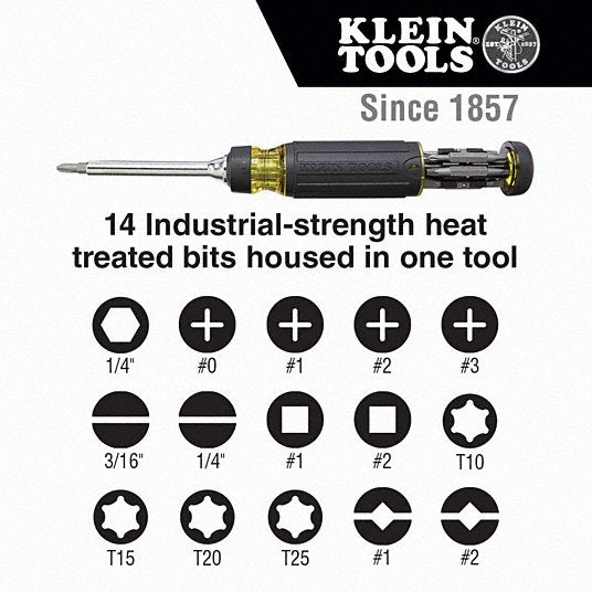Klein 32305 Multi-Bit Screwdriver, 14 Tips