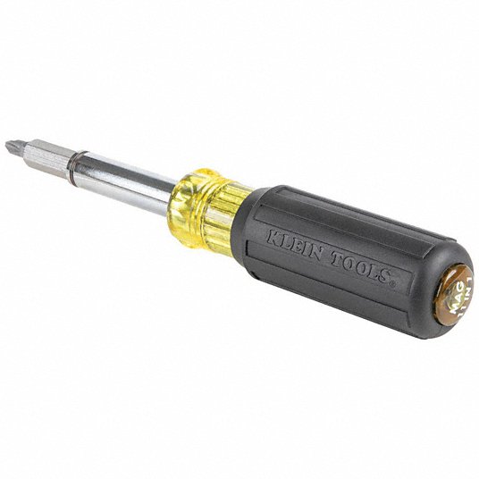 Klein 32500MAG Multi-Bit Screwdriver Phillips/Slotted/Square/Torx Tip, 8 Tips, 7 3/4 in Overall Lg
