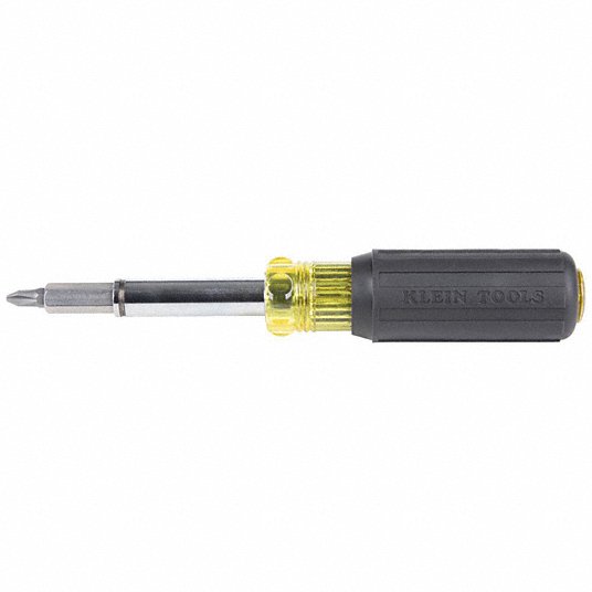 Klein 32500MAG Multi-Bit Screwdriver Phillips/Slotted/Square/Torx Tip, 8 Tips, 7 3/4 in Overall Lg