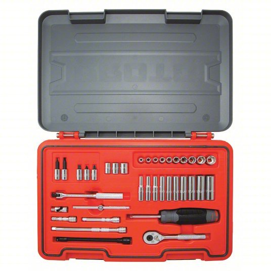 Proto J47137S Socket Set 1/4 in Drive Size, 37 Pieces, 3/16 in to 3/8 in Socket Size Range, (10) 6-Point