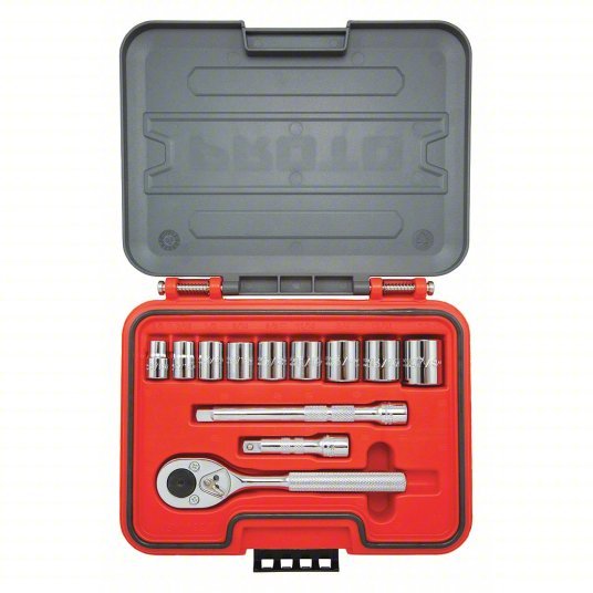 Proto J52112S Socket Set 3/8 in Drive Size, 12 Pieces, 3/8 in to 7/8 in Socket Size Range, (9) 6-Point, 0