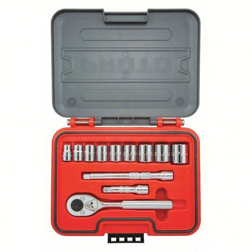 Proto J52112S Socket Set 3/8 in Drive Size, 12 Pieces, 3/8 in to 7/8 in Socket Size Range, (9) 6-Point, 0
