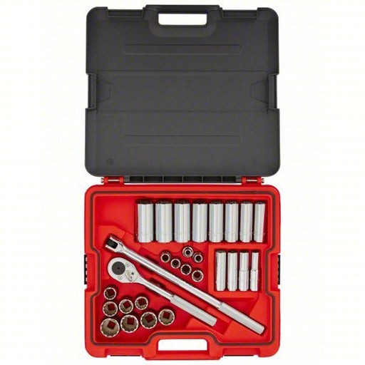 Proto J54130T Socket Set 1/2 in Drive Size, 30 Pieces, 1/2 in to 1 1/4 in Socket Size Range, (14) 12-Point