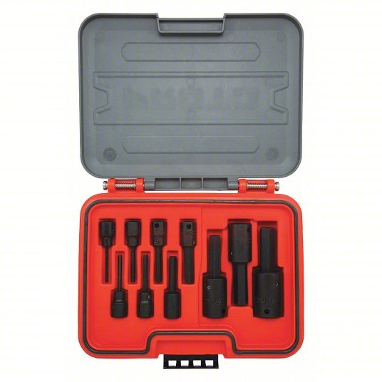 Proto J52110HIM Hex Bit Set 3/8 in_1/2 in Drive Size, 10 Pieces, 1/8 in to 5/8 in Range of Tip Sizes, SAE