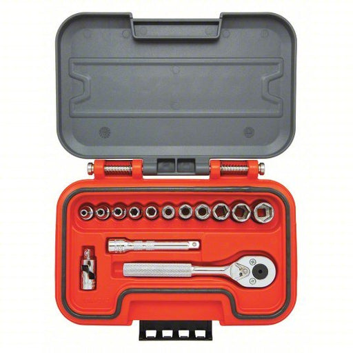 Proto J47114S Socket Set 1/4 in Drive Size, 14 Pieces, 1/8 in to 1/2 in Socket Size Range, (11) 6-Point, 0