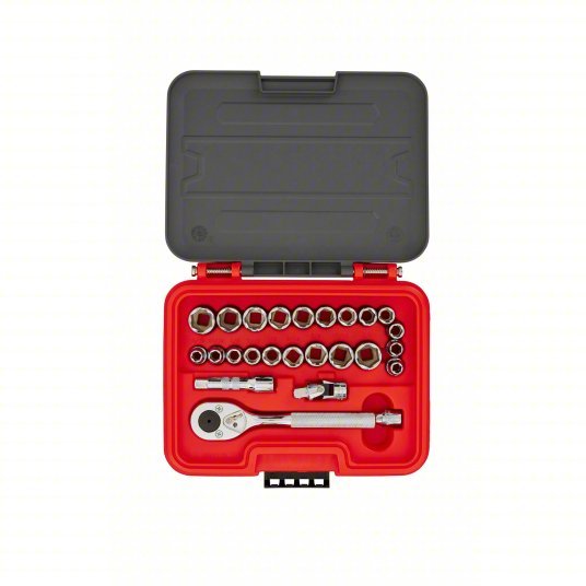 Proto J52325S Socket Set 3/8 in Drive Size, 25 Pieces, 5/16 in to 3/4 in, 8 mm to 18 mm Socket Size Range