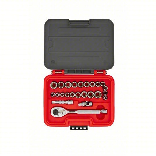 Proto J52325S Socket Set 3/8 in Drive Size, 25 Pieces, 5/16 in to 3/4 in, 8 mm to 18 mm Socket Size Range