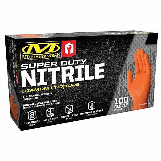 Mechanix Wear D01-09-011-100 Mechanix Wear Disposable Gloves, Nitrile, Powder-Free, XL (Size 11), Orange, 100 Pack