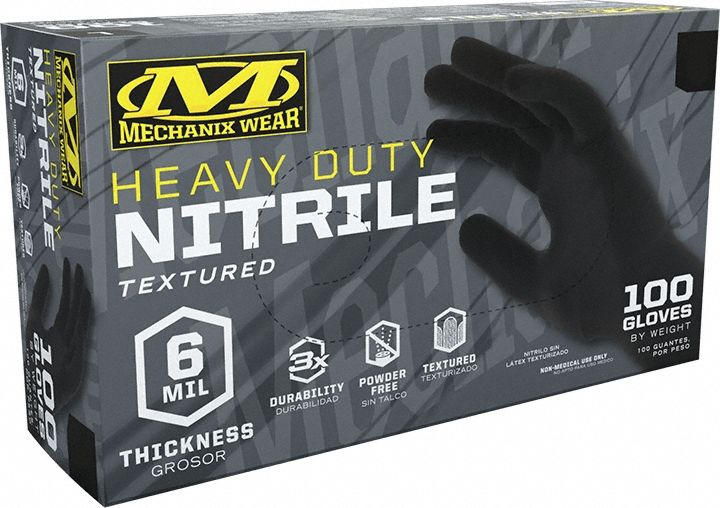 Mechanix Wear D15-05-012-100 Disposable Gloves, Gen Purpose, 2XL (12), 6 mil, Powder-Free, Nitrile, Grain, 100 PK