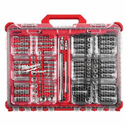 Milwaukee 48-22-9486 Ratchet & Socket Set, 1/4 in, 3/8 in Drive Size, 90 Geared Teeth, Metric, SAE, 106-Piece