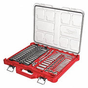 Milwaukee 48-22-9486 Ratchet & Socket Set, 1/4 in, 3/8 in Drive Size, 90 Geared Teeth, Metric, SAE, 106-Piece