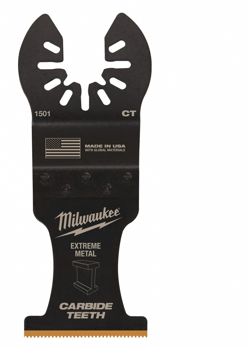 Milwaukee 49-25-1501 OPEN-LOK Oscillating Multi-Tool Blade, 1-3/8 in, Bi-Metal Carbide, Straight Cut, Metal-Cutting