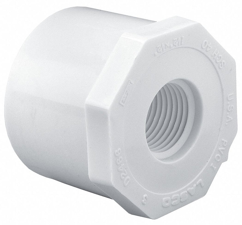 Lasco 438101BC PVC Schedule 40 Reducing Bushing 3/4 Spigot 1/2 FNPT