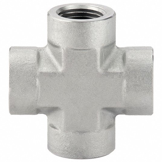 Parker 1/2 KMMOO-S Cross Steel, 1/2 in x 1/2 in x 1/2 in x 1/2 in Fitting Pipe Size, 2 7/16 in Lg