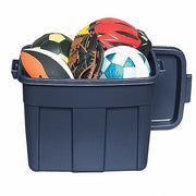 Rubbermaid RMRT180000 Storage Tote 18 gal, 23 7/8 in x 16 3/8 in x 17 1/2 in, Dark Blue/Metallic Body, Blue