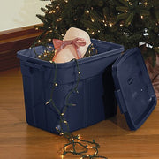 Rubbermaid RMRT180000 Storage Tote 18 gal, 23 7/8 in x 16 3/8 in x 17 1/2 in, Dark Blue/Metallic Body, Blue