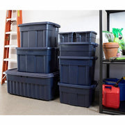Rubbermaid RMRT180000 Storage Tote 18 gal, 23 7/8 in x 16 3/8 in x 17 1/2 in, Dark Blue/Metallic Body, Blue
