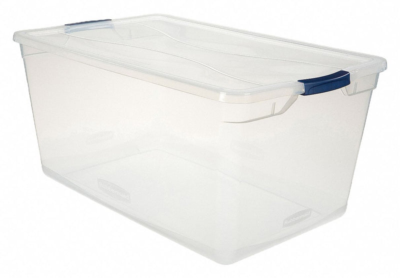 Rubbermaid RMCC950001 Storage Tote, 23.8 gal, 29 in x 17 3/4 in x 13 1/4 in, Clear Body, Clear Lid